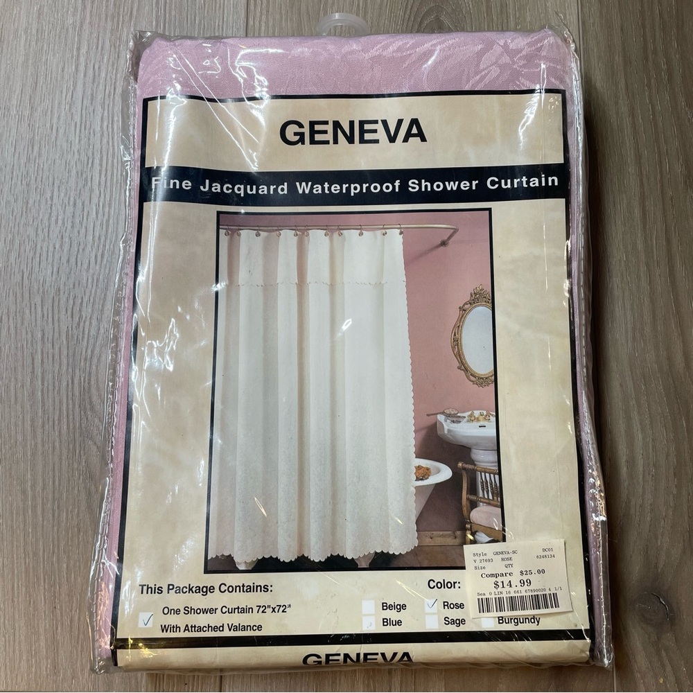 NWT Geneva‎ Rose Waterproof Shower Curtain